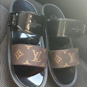 Louis Vuitton Monogram Black and Brown Women Sandals